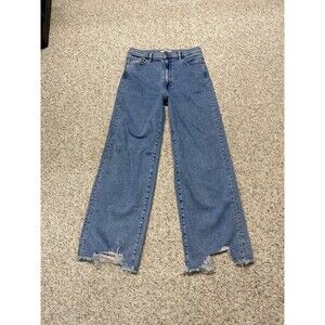 30 Buckle Hidden High-Rise Wide Leg Chewed Distressed Raw Fray Hems